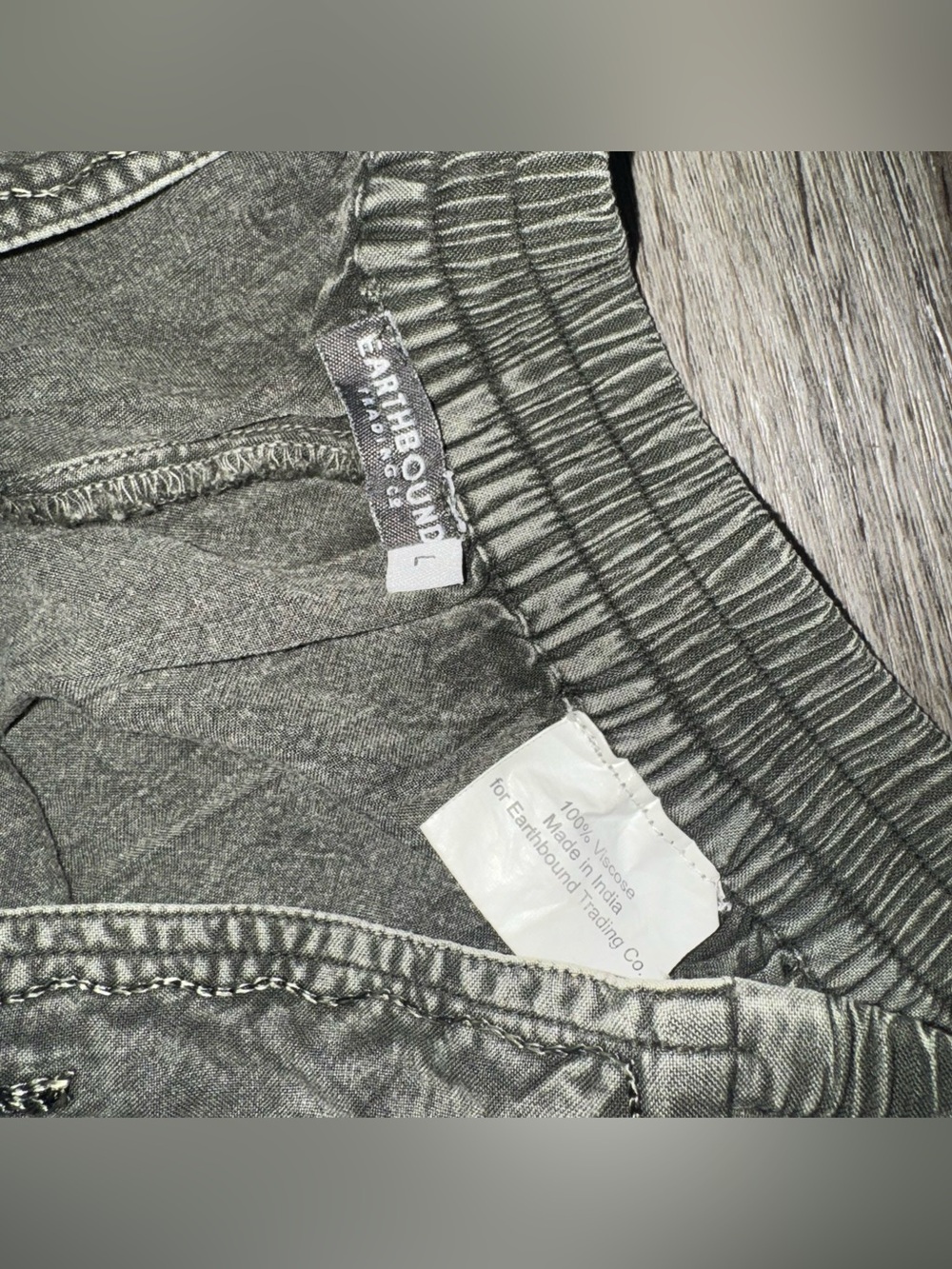 Earthbound Trading Co Embroidered Split Leg Harem Pants Olive Green Large Boho - Picture 7 of 10